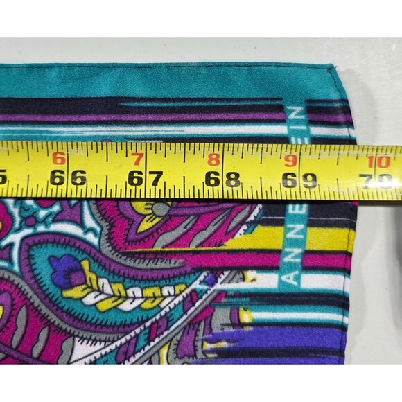 Scarf paisley boho Anne Klein Womens Striped Scarf purple teal yellow statement - Picture 6 of 7